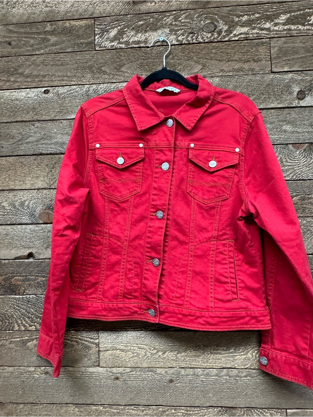 Cabi red denim jacket Size Large - Picture 2 of 8